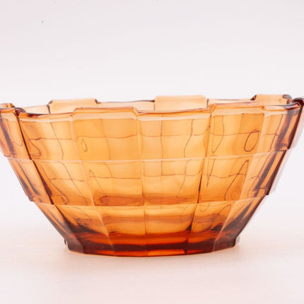 Saladier vintage en verre transparent ambré