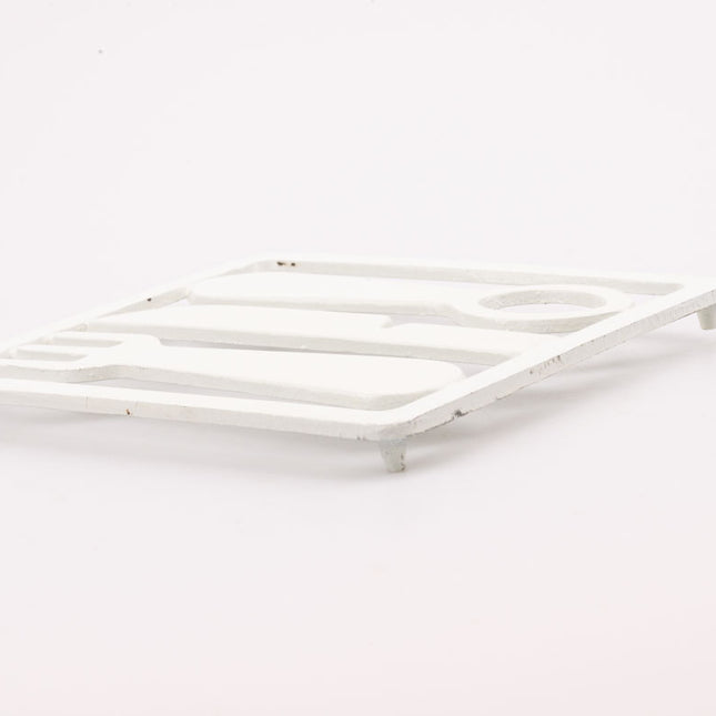 Dessous de plat blanc vintage en fonte en forme de couverts