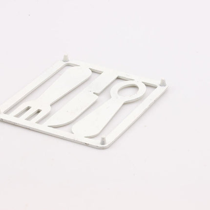 Dessous de plat blanc vintage en fonte en forme de couverts
