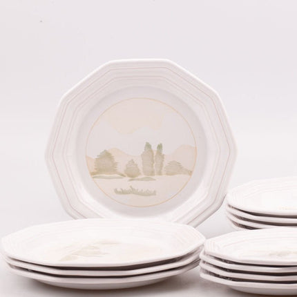 Service d'assiettes en faïence collection Bocage de Niderviller (4 creuses, 4 plates et 4 à dessert)