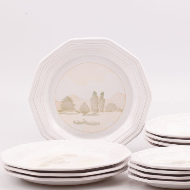 Service d'assiettes en faïence collection Bocage de Niderviller (4 creuses, 4 plates et 4 à dessert)