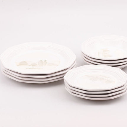 Service d'assiettes en faïence collection Bocage de Niderviller (4 creuses, 4 plates et 4 à dessert)