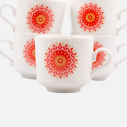 5 tasses vintage Winterling en porcelaine blanches et orange 