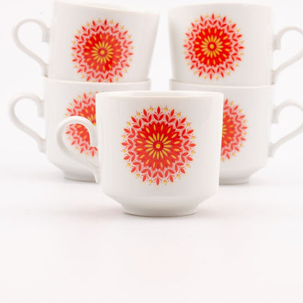 5 tasses vintage Winterling en porcelaine blanches et orange 