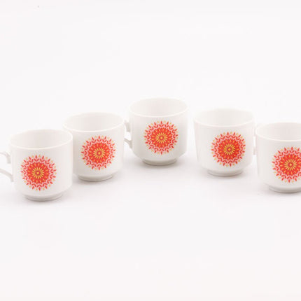 Série de 5 tasses àcafé vintage Winterling Bavaria - Décor soleil Pop Art 70s