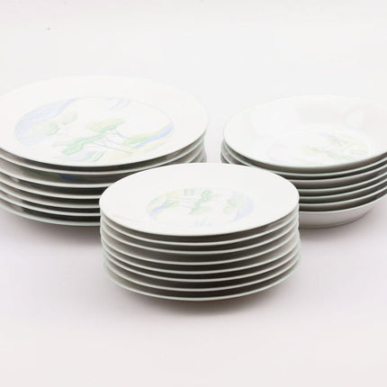 Service 3 x 7 assiettes en porcelaine Lourioux Deshoulières  