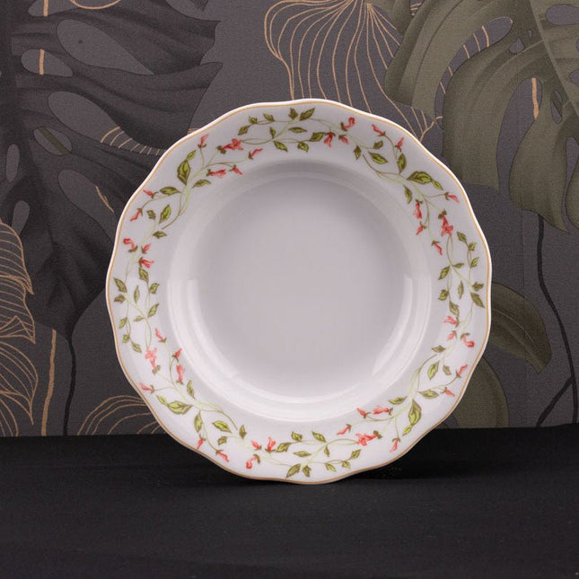 6 assiettes creuses en porcelaine Wawel blanche à motifs fleuris