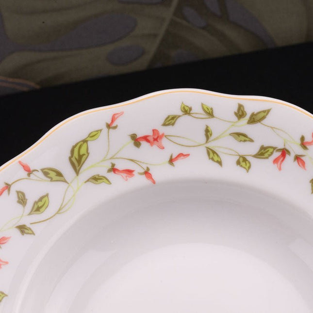 6 assiettes creuses en porcelaine Wawel blanche à motifs fleuris