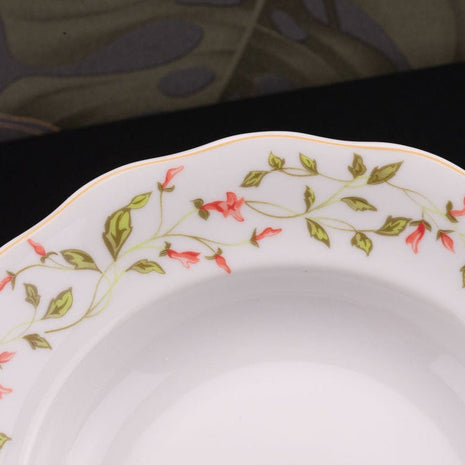 6 assiettes creuses en porcelaine Wawel blanche à motifs fleuris