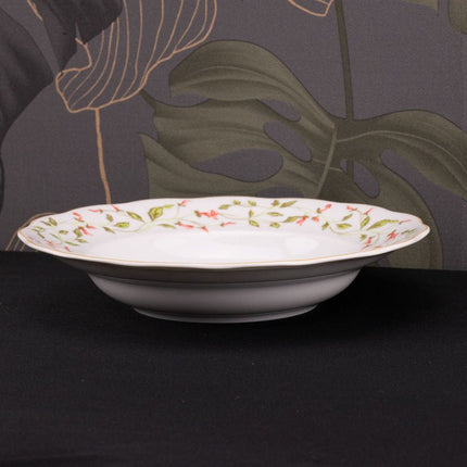 6 assiettes creuses en porcelaine Wawel blanche à motifs fleuris