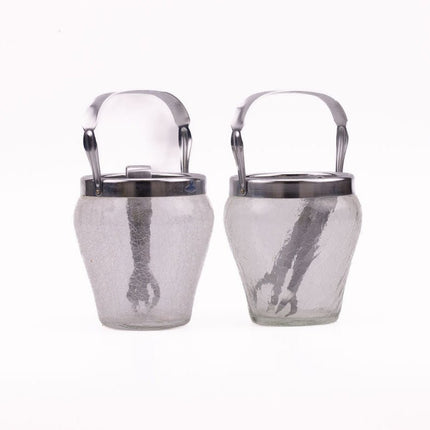 Seau à glaçons en verre birsé et inox avec pince