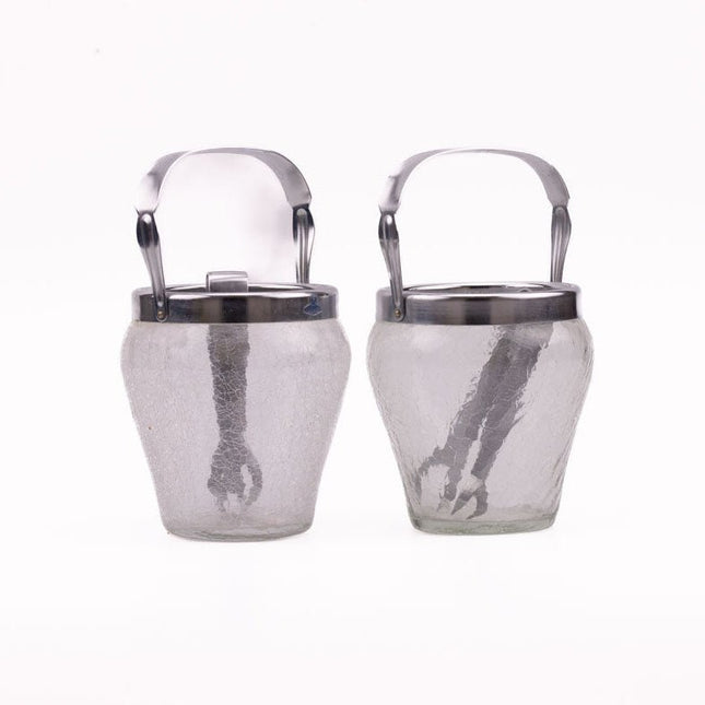 Seau à glaçons en verre birsé et inox avec pince