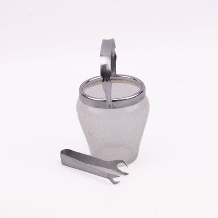 Seau à glaçons en verre birsé et inox avec pince