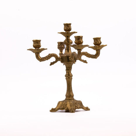 Chandelier massif en bronze à 5 bougies