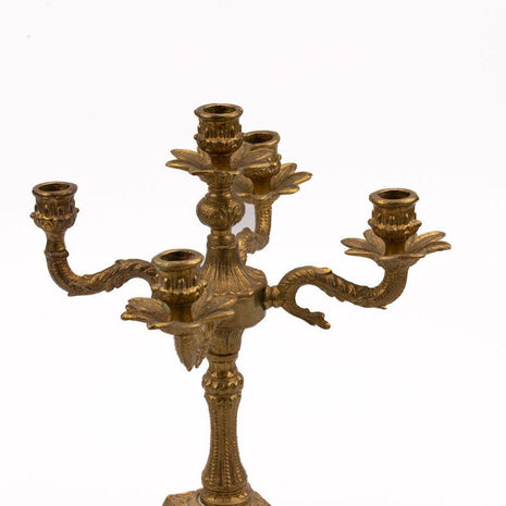 Chandelier massif en bronze à 5 bougies