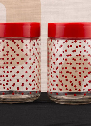 2 bocaux vintage Cerve transparents à poids rouges