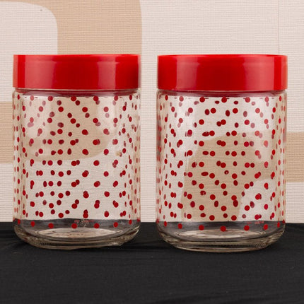 2 bocaux vintage Cerve transparents à poids rouges