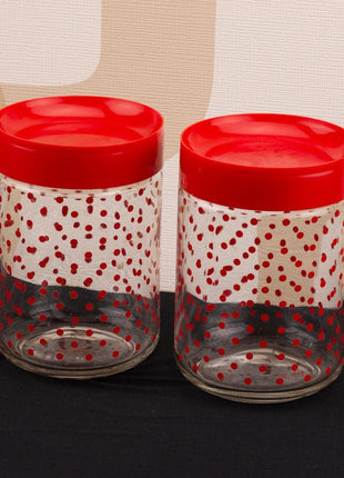 2 bocaux vintage Cerve transparents à poids rouges