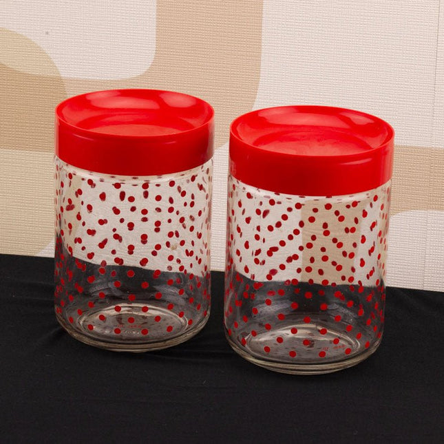 2 bocaux vintage Cerve transparents à poids rouges