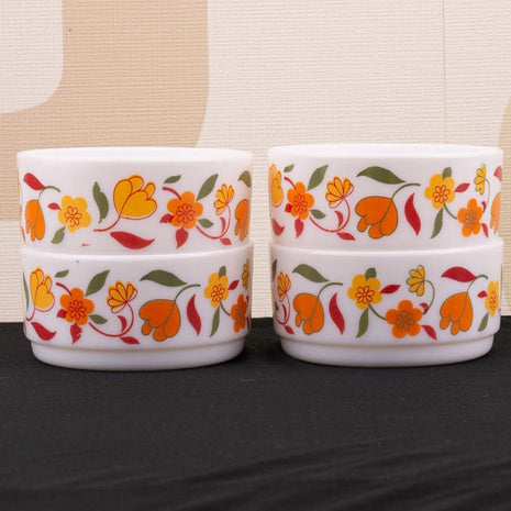 4 ramequins vintage blanc et fleuris Arcopal collection Tulipe
