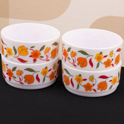 4 ramequins vintage blanc et fleuris Arcopal collection Tulipe