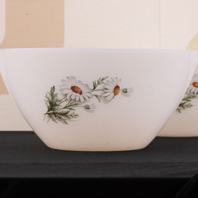 2 saladiers blancs vintage Arcopal collection Marguerite