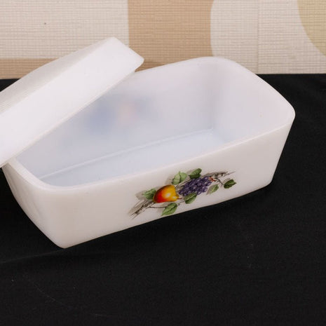 Beurrier vintage Arcopal collection Fruits de France blanc avec des motifs de fruits