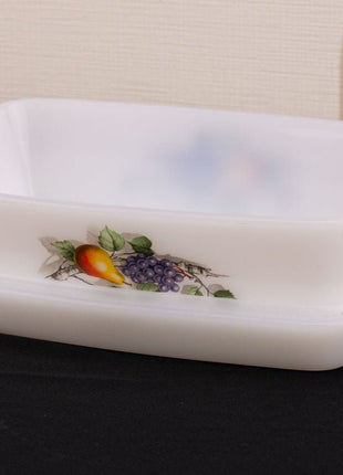 Beurrier vintage Arcopal collection Fruits de France blanc avec des motifs de fruits