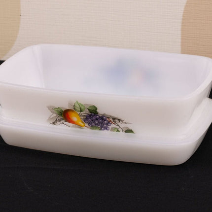 Beurrier vintage Arcopal collection Fruits de France blanc avec des motifs de fruits