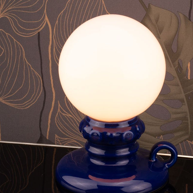 Vintage blauwe aardewerken lamp