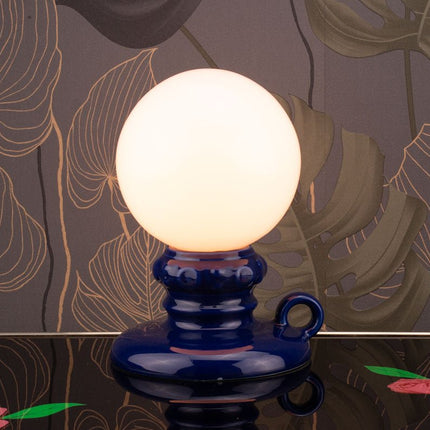 Vintage blue earthenware light fixture