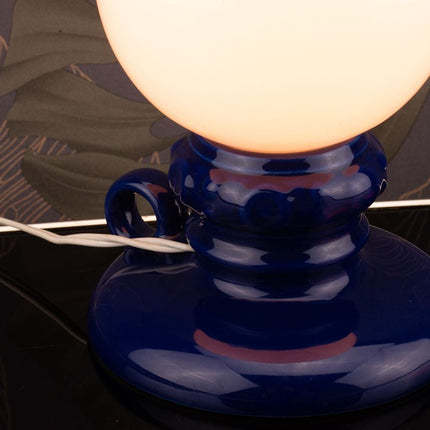 Vintage blue earthenware light fixture