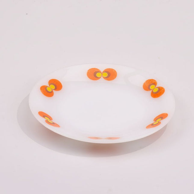 3 assiettes à dessert Schott Mainz Carina blanches à motifs fleuris oranges