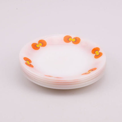 3 assiettes à dessert Schott Mainz Carina blanches à motifs fleuris oranges