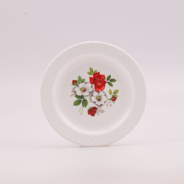 5 assiettes à dessert Arcopal Amélie blanches avec motifs fleuris