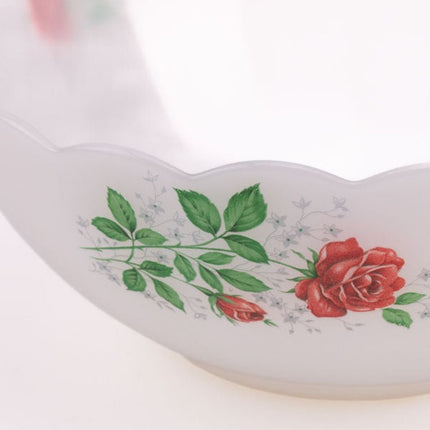 Arcopal saladeschaal met rode rozen