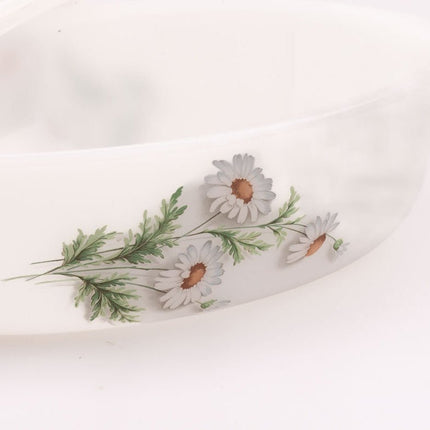 Plat au four vintage Arcopal Marguerite blanc aux motifs fleuris