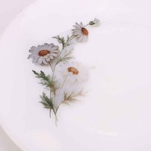 6 grandes assiettes plates Arcopal Marguerite blanche avec motifs fleuris