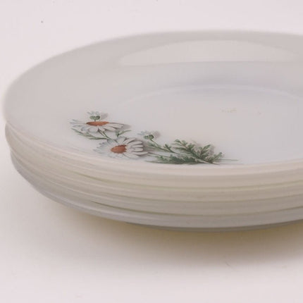 7 assiettes à dessert Arcopal Marguerite blanche avec motifs fleuris