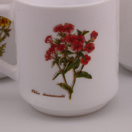 5 mugs blancs Arcopal Fleurs des champs