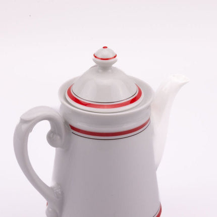 Cafetière en porcelaine Winterling blanche avec lignes rouges