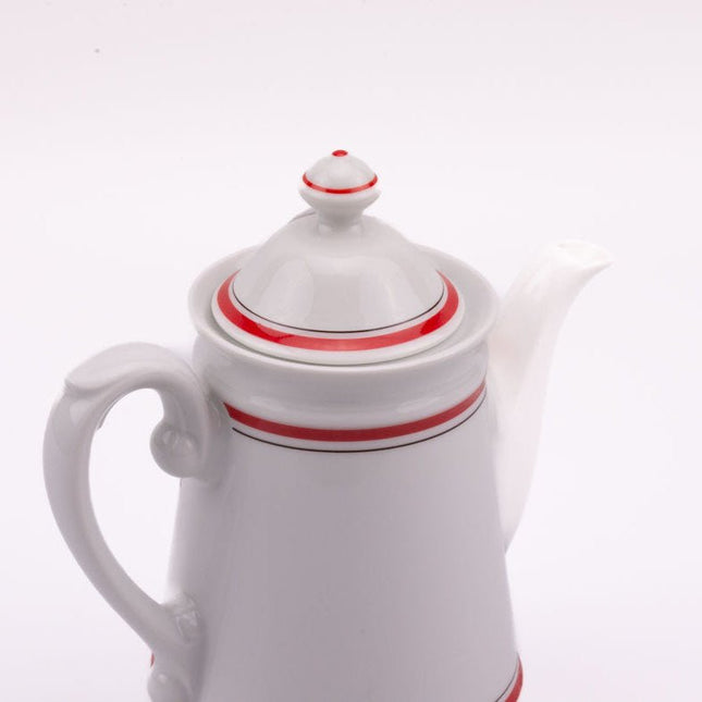 Cafetière en porcelaine Winterling blanche avec lignes rouges