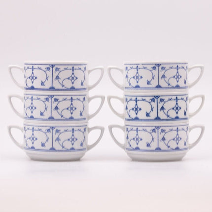 6 tasses vintages Jäger Eisenberg Blau Saks en porcelaine blanche