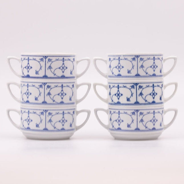 6 tasses vintages Jäger Eisenberg Blau Saks en porcelaine blanche