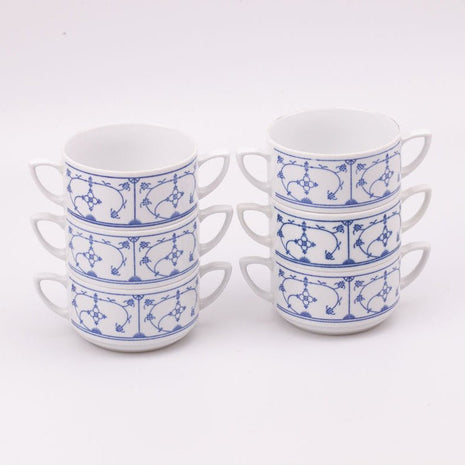 6 tasses vintages Jäger Eisenberg Blau Saks en porcelaine blanche