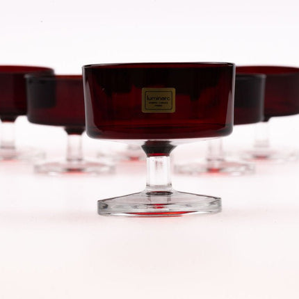 6 coupes sur pied rouges rubis Luminarc