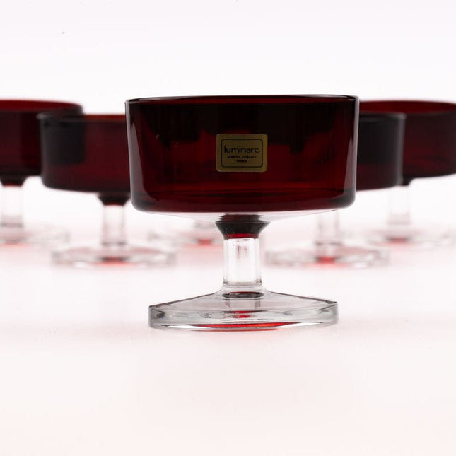6 coupes sur pied rouges rubis Luminarc