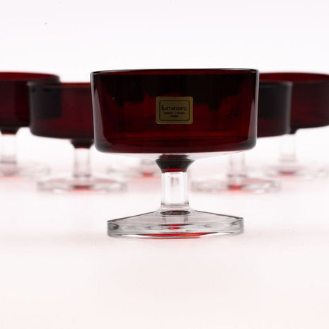 6 coupes sur pied rouges rubis Luminarc