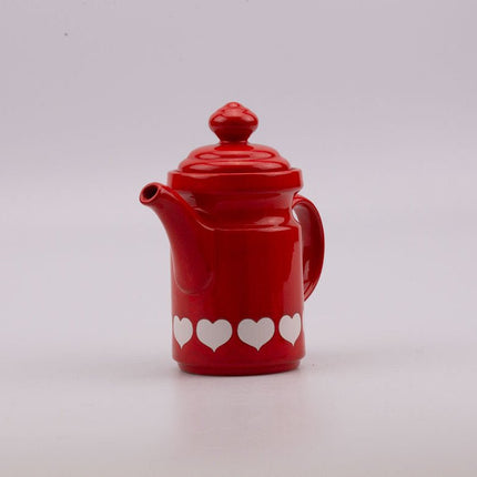 Cafetière, sucrier et pot à lait Waechtersbach rouge avec motifs à coeur