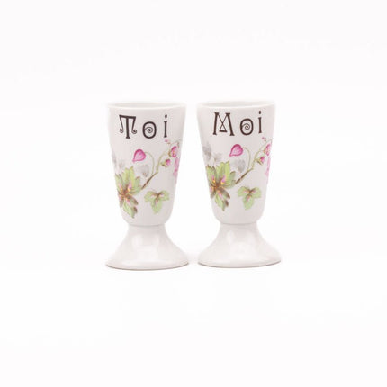 2 mazagrans en porcelaine de Limoges "toi" et "moi"